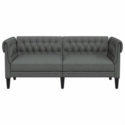 2-personers Chesterfield-sofa i stof - mørkegrå