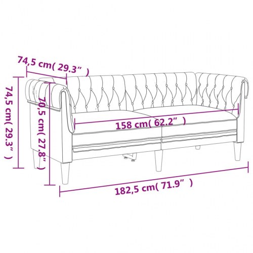 2-personers Chesterfield-sofa i stof - mørkegrå