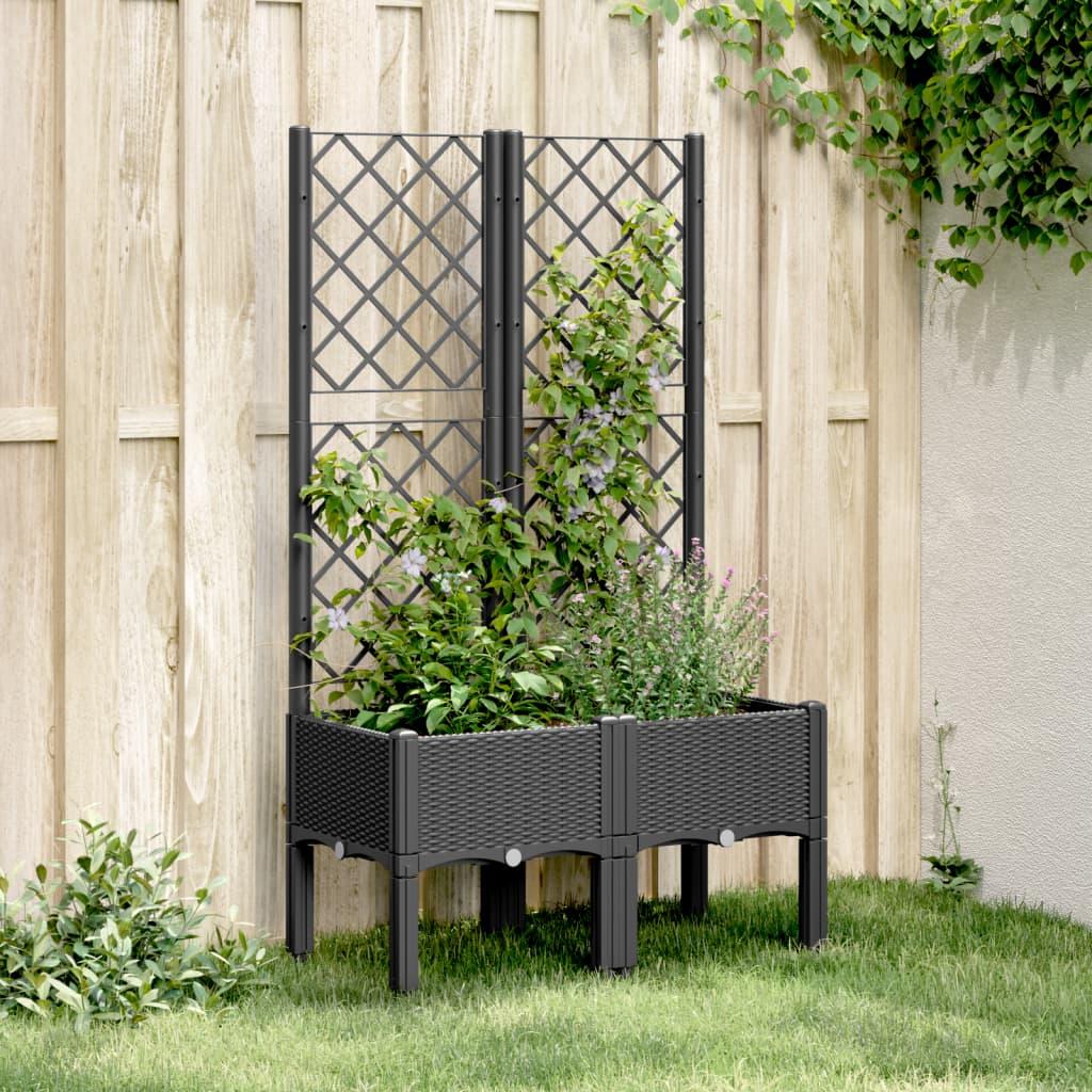 Plantekasse med espalier 80x40x142 cm PP sort billede