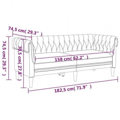2-personers Chesterfield-sofa i stof - gråbrun