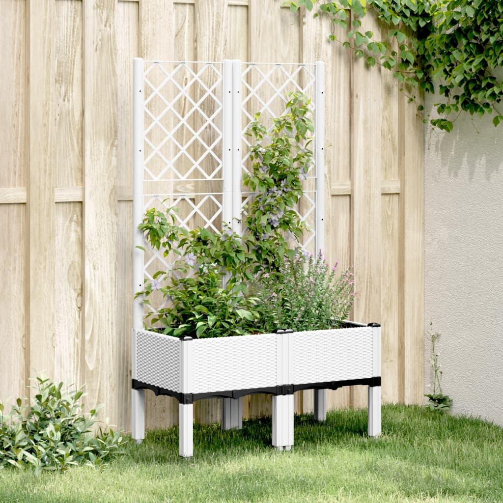Plantekasse med espalier 80x40x142 cm PP hvid