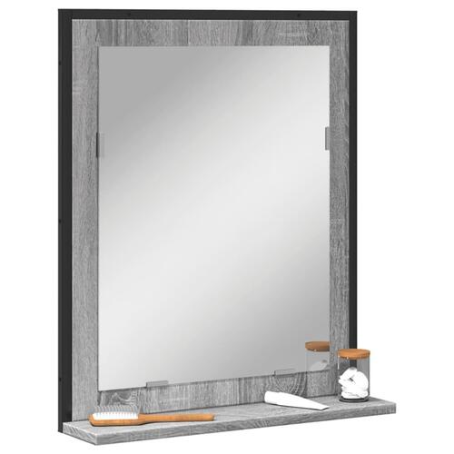 Spejl med hylde 50x12x60 cm konstrueret træ grå sonoma-eg