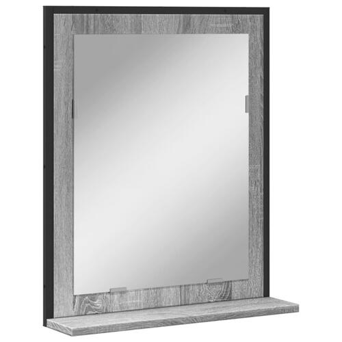 Spejl med hylde 50x12x60 cm konstrueret træ grå sonoma-eg
