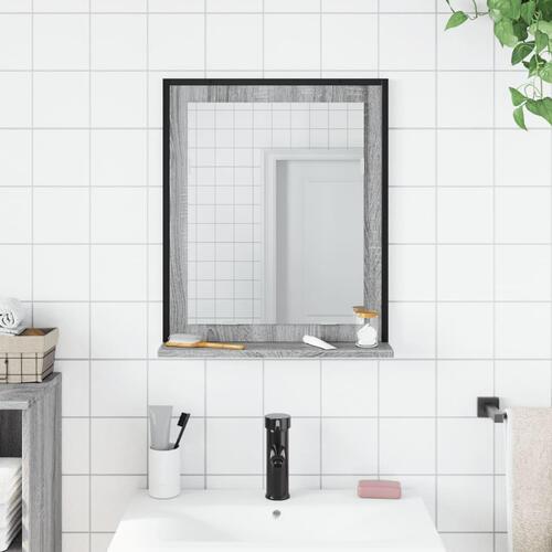 Spejl med hylde 50x12x60 cm konstrueret træ grå sonoma-eg