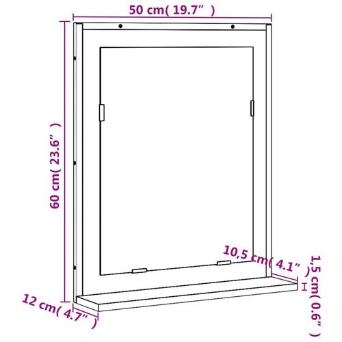 Spejl med hylde 50x12x60 cm konstrueret træ grå sonoma-eg