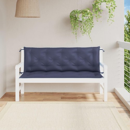 Hynder til havebænk 2 stk. 150 x 50 x 7 cm - marineblå