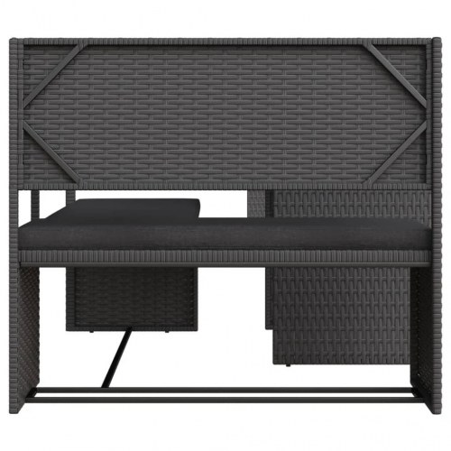 Havesofa med bord og hynder L-formet polyrattan sort