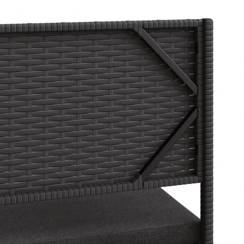 Havesofa med bord og hynder L-formet polyrattan sort