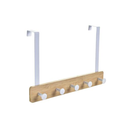 Knagerække til dør Home ESPRIT Hvid Metal Bambus 38,5 x 4,8 x 25,5 cm