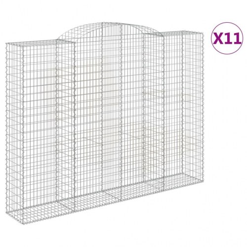 Buede gabionkurve - 11 stk. 300×50×220/240 cm i galvaniseret jern