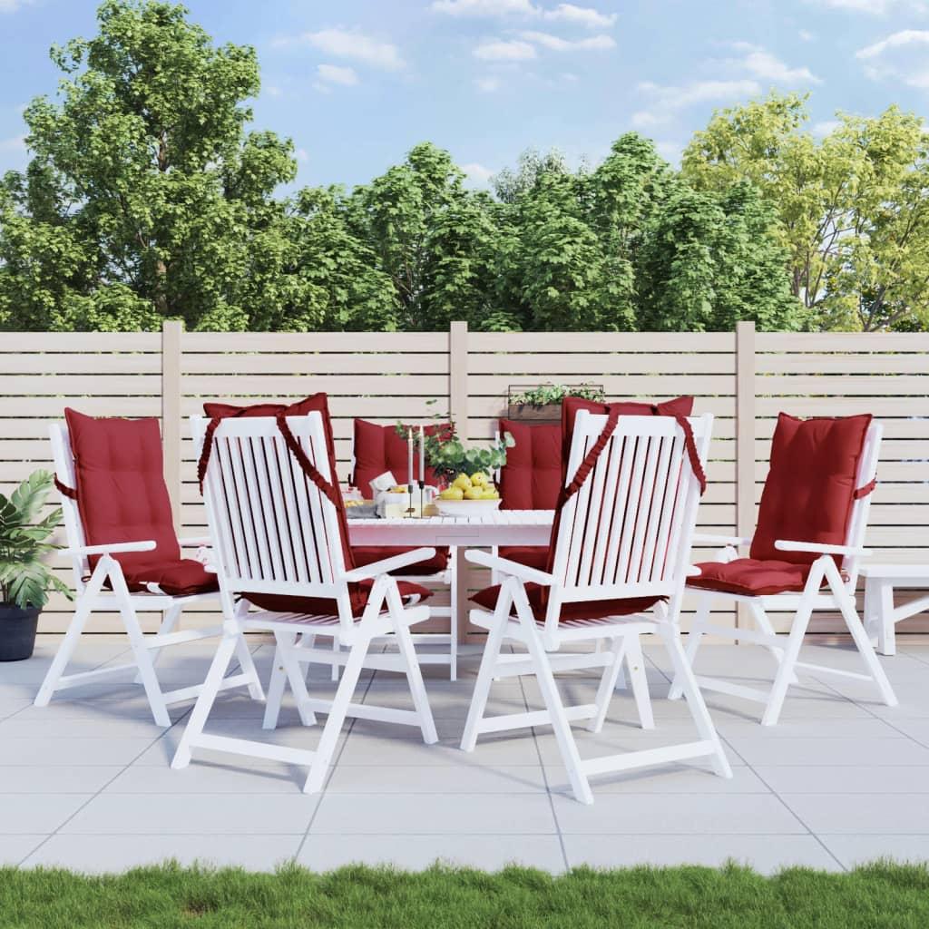 Stolehynder m. høj ryg 6 stk. oxfordstof vinrød