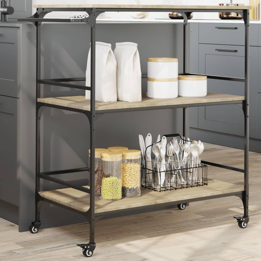 Køkkenvogn 100,5x50x105 cm konstrueret træ sonoma-eg