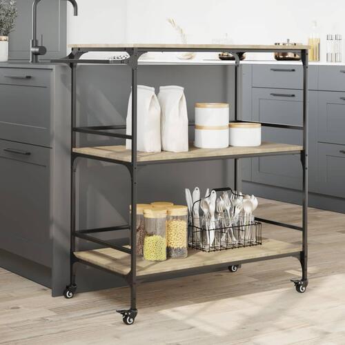 Køkkenvogn 100,5x50x105 cm konstrueret træ sonoma-eg