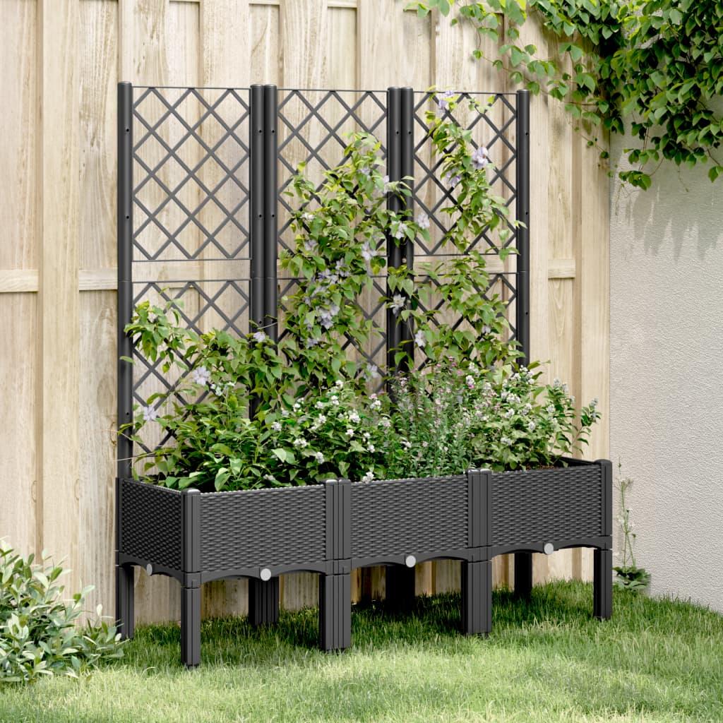 Plantekasse med espalier 120x40x142 cm PP sort