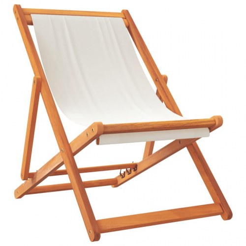 Strandstole 2 stk. foldbare stof cremehvid