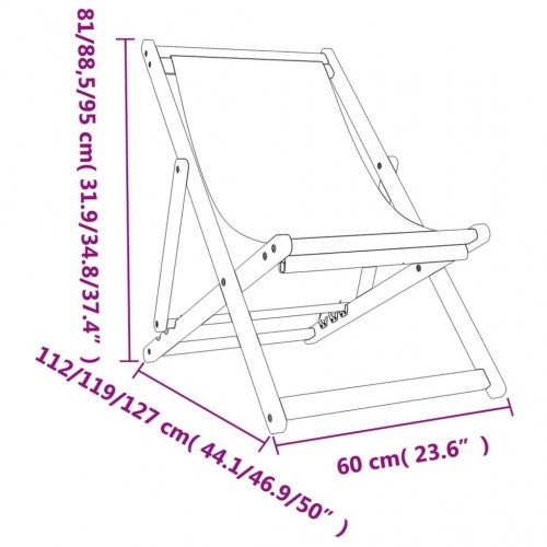 Strandstole 2 stk. foldbare stof cremehvid
