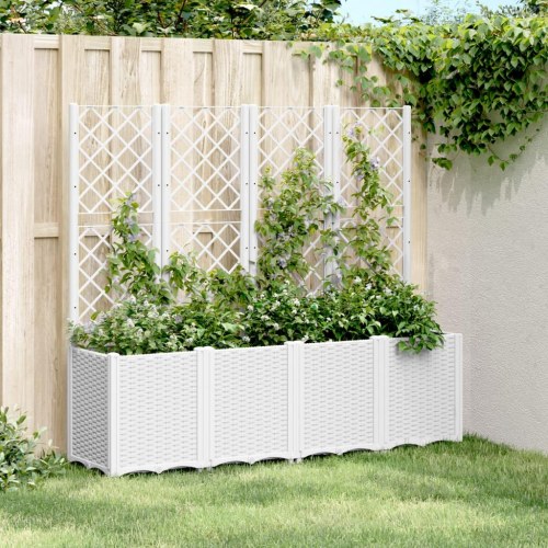 Plantekasse med espalier 160 x 40 x 140 cm - hvid