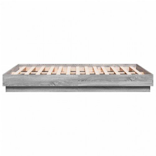 Sengeramme med LED-lys 120x190 cm grå sonoma-eg