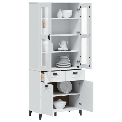 Vitrineskab VIKEN 80x40x190 cm massivt fyrretræ hvid
