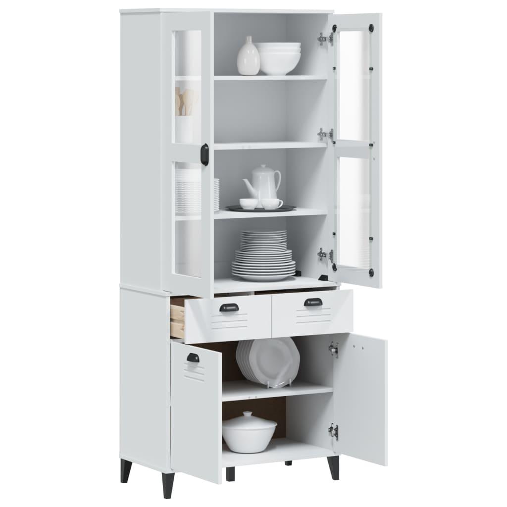 Vitrineskab VIKEN 80x40x190 cm massivt fyrretræ hvid