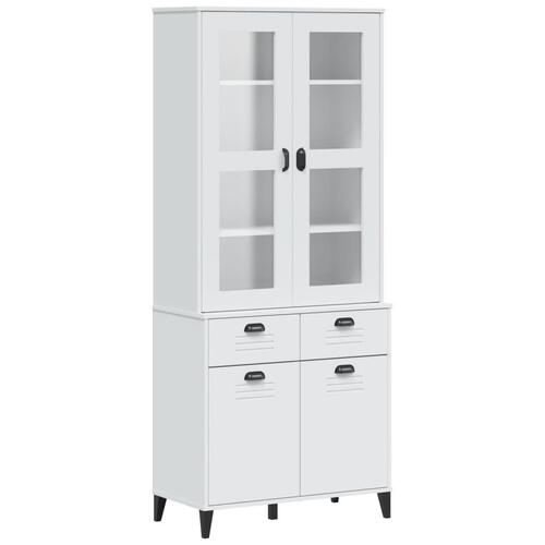 Vitrineskab VIKEN 80x40x190 cm massivt fyrretræ hvid