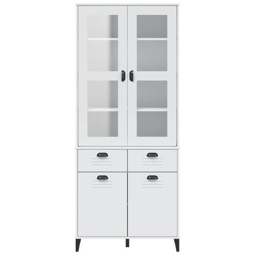 Vitrineskab VIKEN 80x40x190 cm massivt fyrretræ hvid