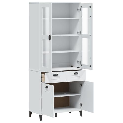 Vitrineskab VIKEN 80x40x190 cm massivt fyrretræ hvid