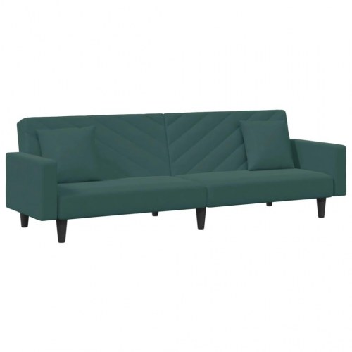 Sofasæt 2 dele med puder og fodskammel i velour mørkegrøn
