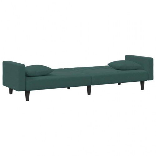 Sofasæt 2 dele med puder og fodskammel i velour mørkegrøn