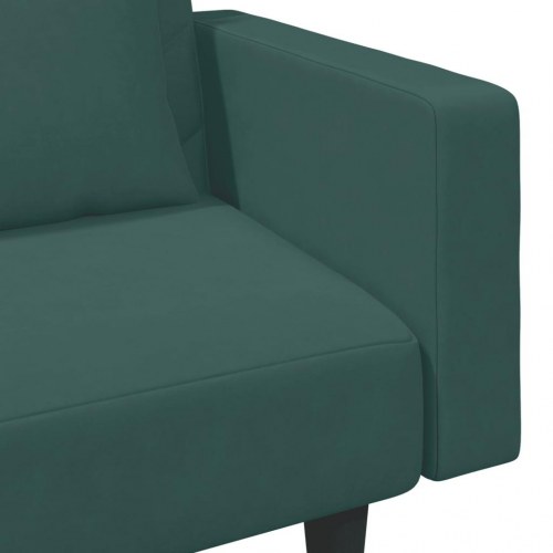 Sofasæt 2 dele med puder og fodskammel i velour mørkegrøn