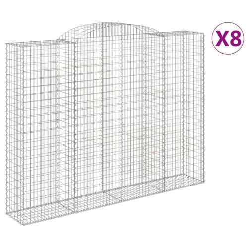 Buede gabionkurve - 8 stk. 300×50×220/240 cm i galvaniseret jern