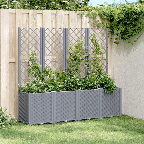 Plantekasse med espalier 160 x 40 x 140 cm - blågrå