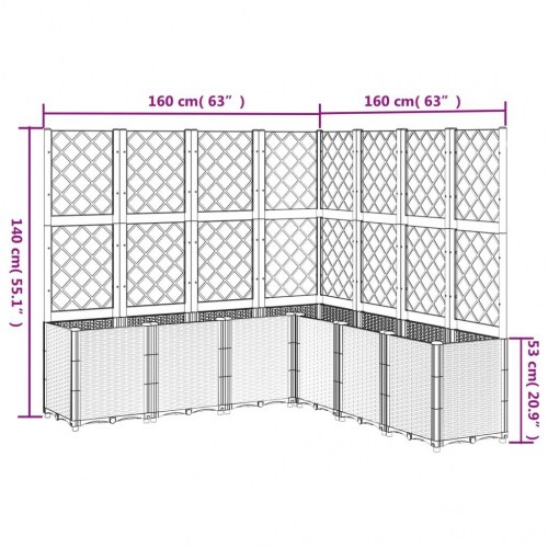 Plantekasse med espalier 160 x 160 x 140 cm - hvid