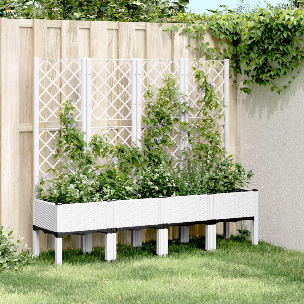 Plantekasse med espalier 160x40x142 cm PP hvid billede