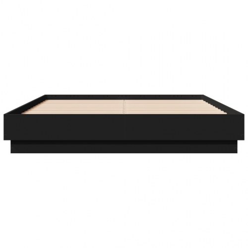 Sengeramme med LED-lys 135x190 cm sort