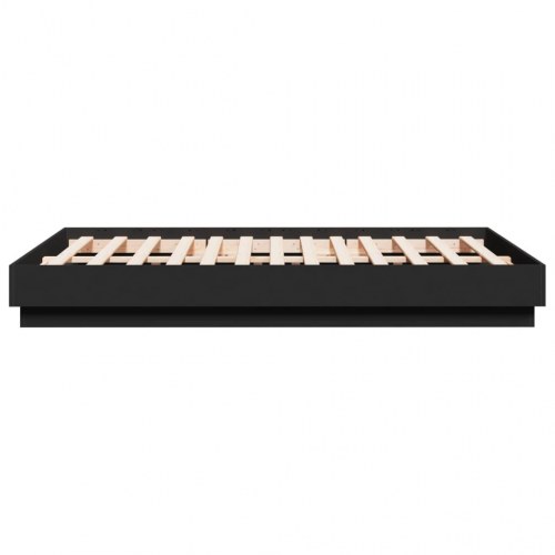 Sengeramme med LED-lys 135x190 cm sort