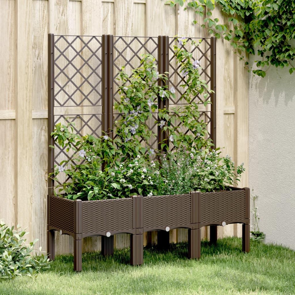 Plantekasse med espalier 120x40x142 cm PP brun billede