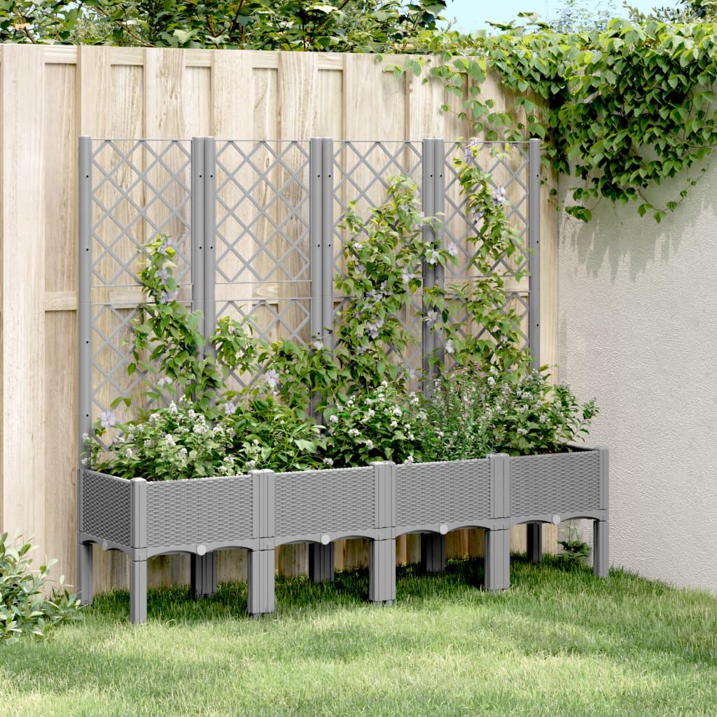 Plantekasse med espalier 160x40x142 cm PP lysegrå billede