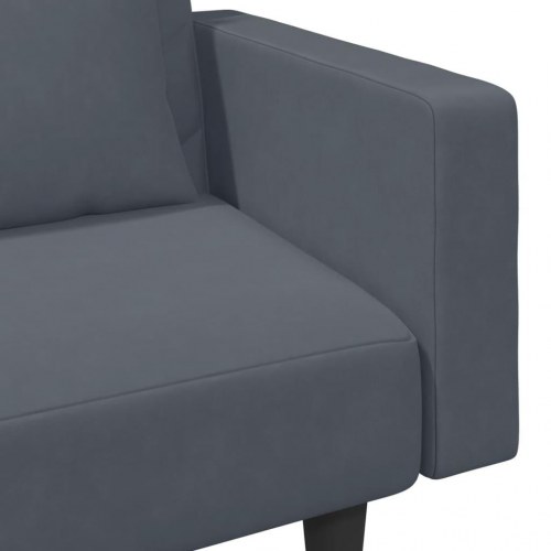 Sofasæt 2 dele med puder i velour mørkegrå
