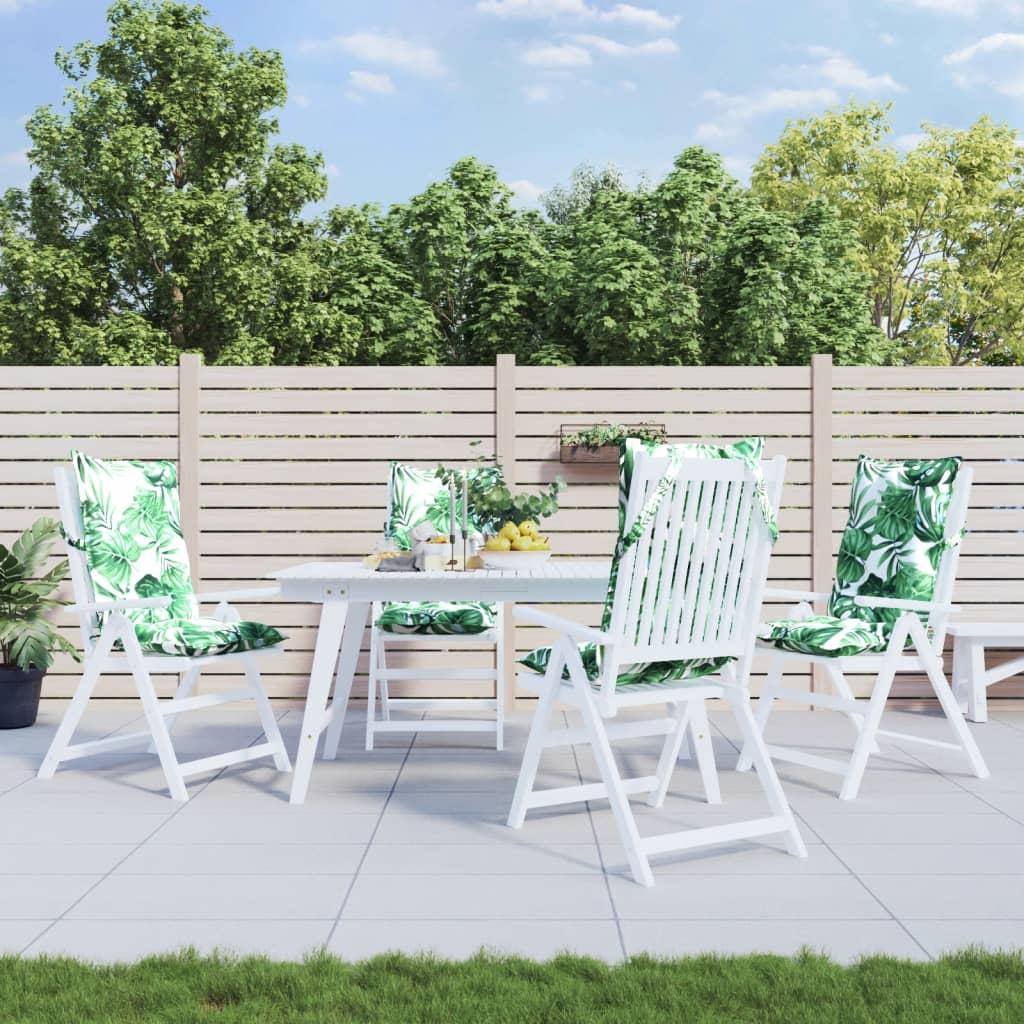 Stolehynder med høj ryg 4 stk. oxfordstof bladmønster