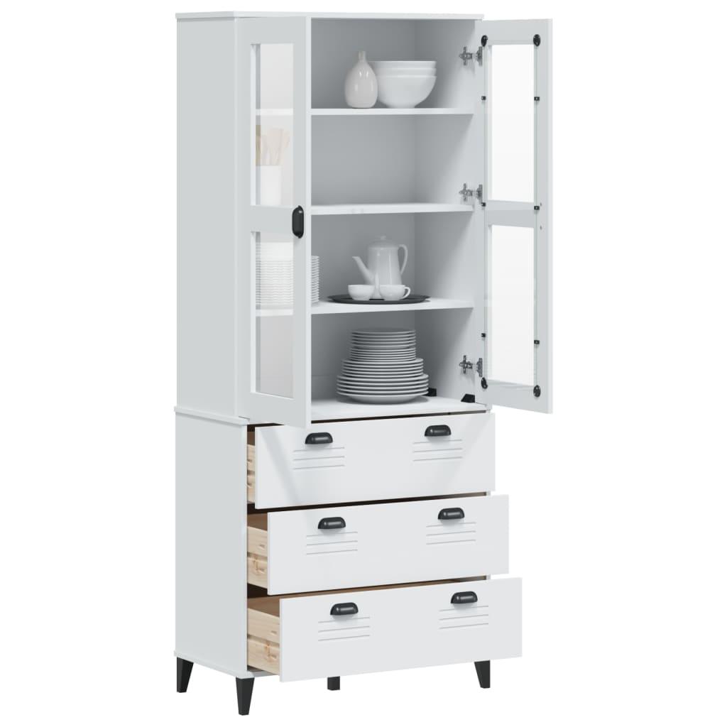 Vitrineskab VIKEN 80x40x190 cm - massivt fyrretræ, hvid