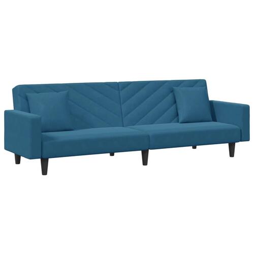 2 personers sofa med puder velour blå