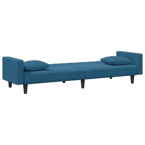 2 personers sofa med puder velour blå