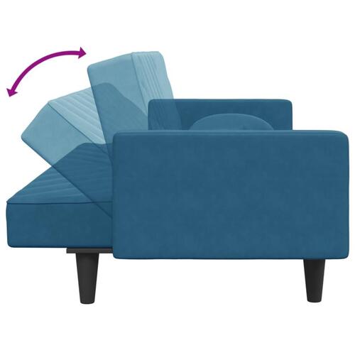 2 personers sofa med puder velour blå