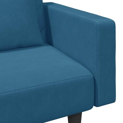 2 personers sofa med puder velour blå