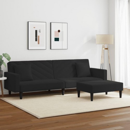 Sofasæt 2 dele med puder velour sort
