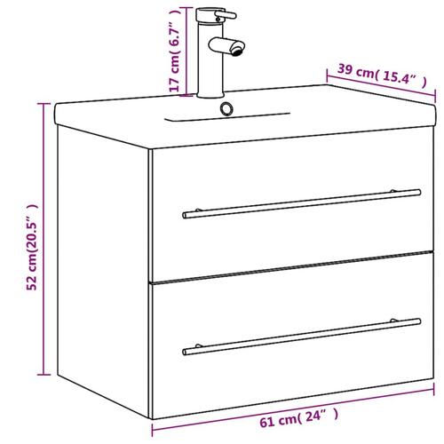 Underskab til badeværelse med håndvask betongrå