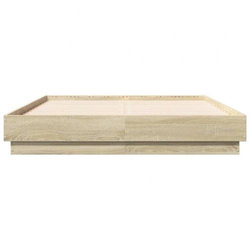 Sengeramme med LED-lys 135 x 190 cm - sonoma-eg