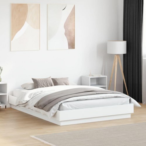 Sengeramme med LED-lys 120x190 cm hvid