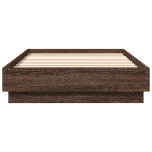 Sengeramme med LED-lys 90 x 190 cm - brun egetræsfarve